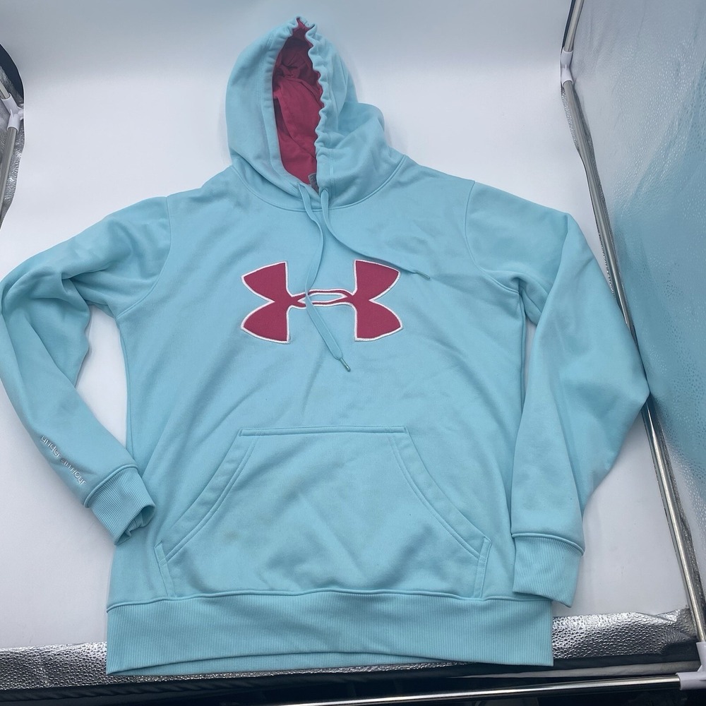 Under Armour Women Hoodie Storm Coldgear Fleece Sweatshirt Turquoise Pink Small